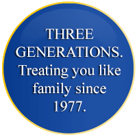THREE GENERATIONS. Treating you like family since 1977.